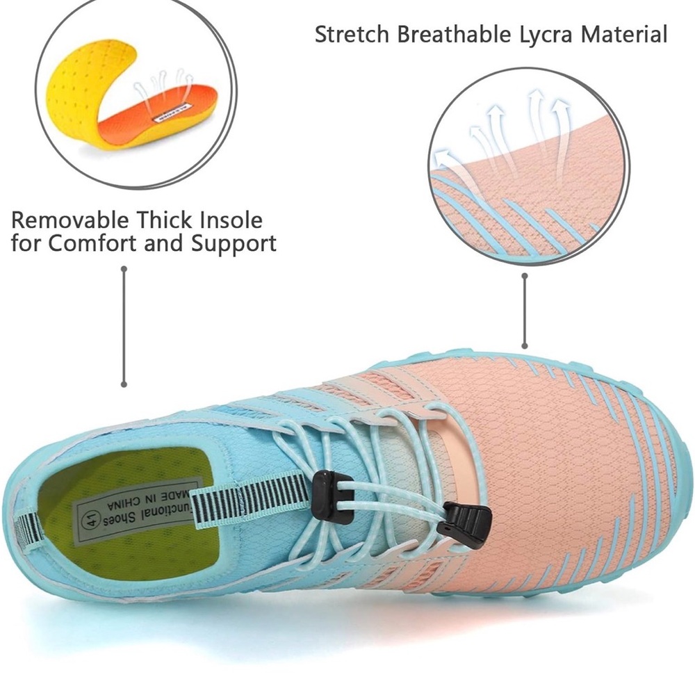 Women’s Aqua & Peach Athletic Water Shoes - Picture 2 of 3
